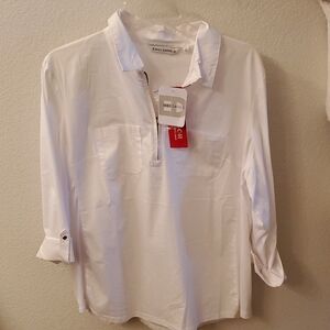 Emily Daniels White Women's Blouse With A Zipper Frony